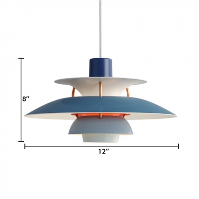 Shallow Flared Shade Suspension Light Colorful Contemporary Aluminum Lighting Fixture