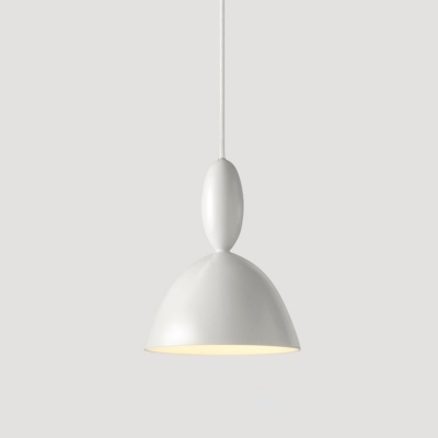 Small White Dome Suspended Lamp Elegant Modern Metal Drop Light with On/off Push Switch