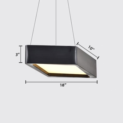 Square Body LED Drop Light Modern Acrylic White/Warm/Neutral Light Hanging Pendant in Matte Black