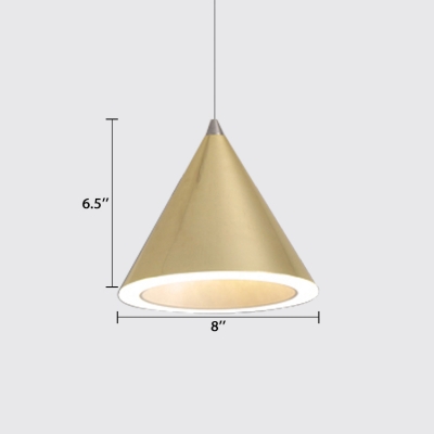 Third Gear Cone LED Pendant Light Nordic Macaroon Aluminum Hanging Pendant Lights in Gold Finish
