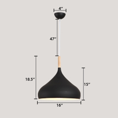 Wooden Teardrop Suspension Light Modernism 1 Light Accent Lighting Fixture in Black