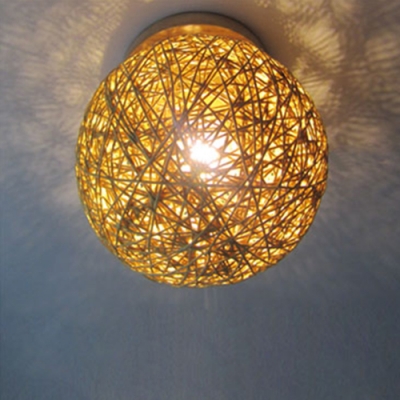1 Bulb Globe Flush Mount Lighting Simplicity Colorful Wooden Ceiling Light for Kids