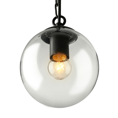1 Light Globe Pendant Light Modernism Industrial Clear Glass Indoor Lighting Fixture in Black