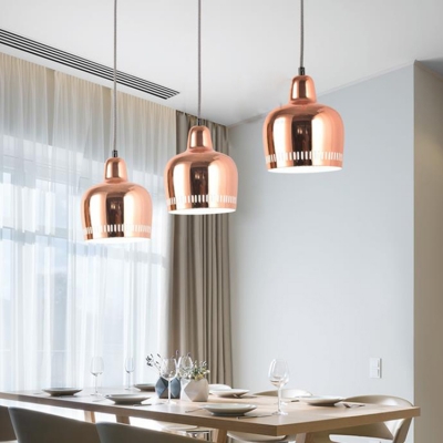 Rose Gold Bell Pendant Light Modern Chic Metallic Single Light Hanging Light for Living Room