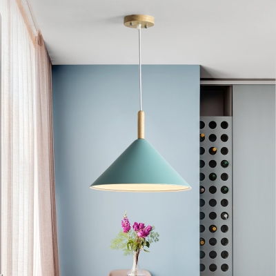 Aluminum Cone LED Suspension Light Modern Colorful 1 Head Lighting Fixture for Dining Table