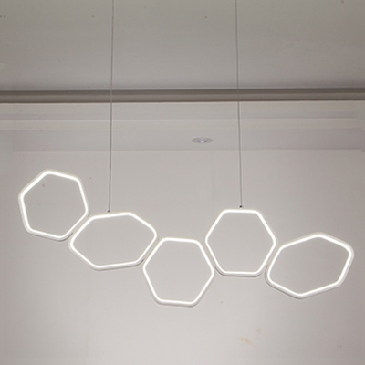 Brown Hexagon Suspended Light Concise Aluminum Multi Light Decorative Hanging Light