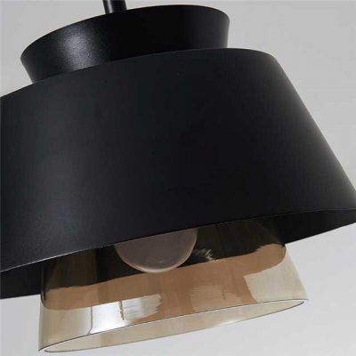 Designers Style Cone Pendant Lamp Single Light Hanging Lamp in Black with Inner Glass
