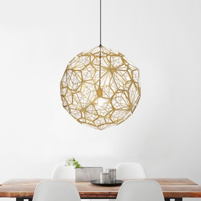 Etched Globe Suspended Light Modern Design Stainless 1 Head Lighting Fixture in Gold