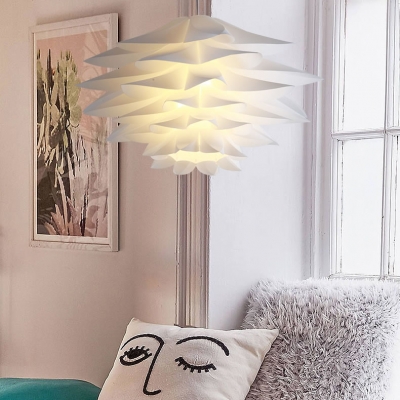 Floral Shape Suspended Lamp Modern Design Plastic LED Pendant Light in White for Sitting Room
