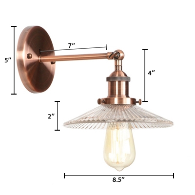 Glass Scallop Shade Sconce Light Industrial 1 Light Decorative Wall Mount Fixture in Copper Finish