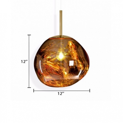 Gold Pendant Lamp Post Modern Glass 1 Light Accent Suspended Lamp for Living Room