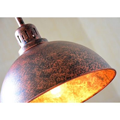 Industrial 12 Inches Wide Rust Iron Bowl Shape Adjustable Greek Scissor LED Ceiling Light