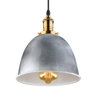 Industrial Dome Hanging Pendant Light in Old Silver for Kitchen Pool Table Restaurant