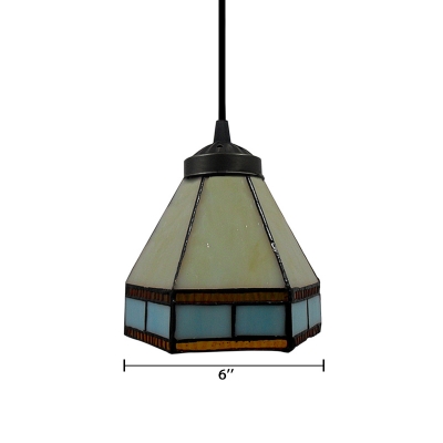 Mini Pendant Light in Tiffany Design with Castle Shape Shade