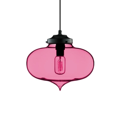 Modern Fashion Bottle Suspended Lamp Red Glass Single Head Drop Light for Sitting Room