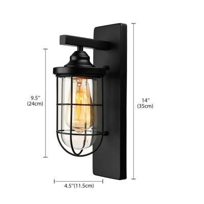 Nautical Style 1 Light LED Mini Wall Light with Clear Glass and Metal Shade
