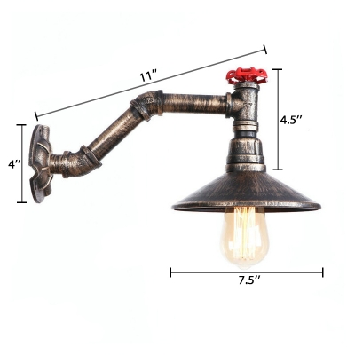 Retro Style Railroad Wall Lamp Metallic 1 Bulb Wall Mount Light in Antique Bronze for Restaurant