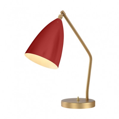 Rotatable Conical Table Light Contemporary 1 Head Reading Light in Red/Yellow with Metal Base