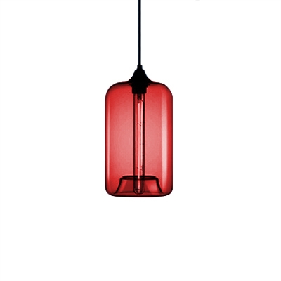 Scarlet Red Jug Hanging Light Modern Design Glass 1 Bulb Pendant Light for Hallway