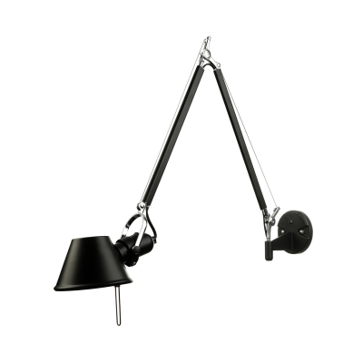 Simple 1 Light Black Adjustable LED Wall Sconce with Small Empire Shade