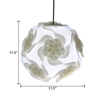 Simple Modern Floral DIY Drop Light Plastic Single Light Suspension Light in White