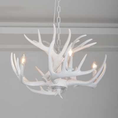 4 Light Antler Hanging Light Lodge Designers Style Resin Suspension Light for Living Room