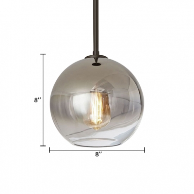 Ball Shade Drop Ceiling Lighting Simplicity Concise Faded Glass 1 Head Pendant Lamp in Silver