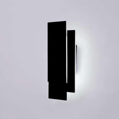 Black Finish Rectangle Sconce Light Modernism Aluminum LED Wall Mount Fixture for Sitting Room