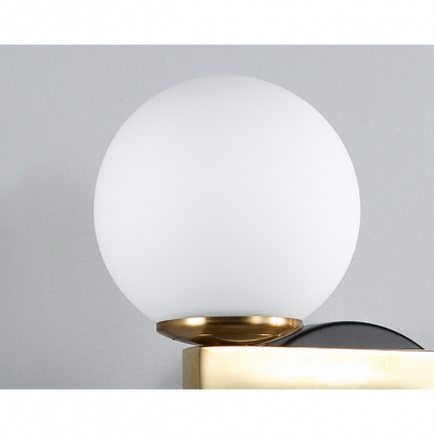 Brass Finish Sphere Wall Light Contemporary Frosted Glass 1 Light Sconce Light for Bedroom