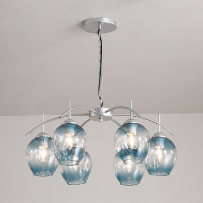 Bubble Suspended Lamp Stylish Faded Glass 6 Lights Chandelier Light with Chain Decoration