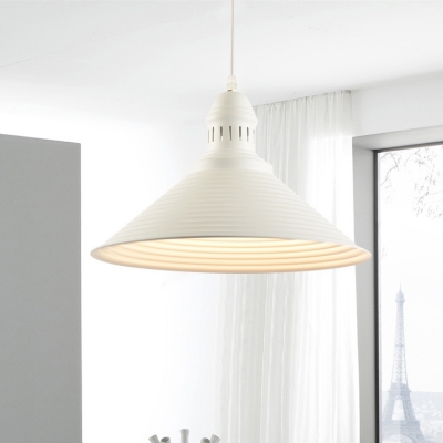 Cone LED Suspended Lamp Modern Fashion Metal 1 Light Ceiling Pendant Lamp in White
