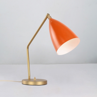 Cone Shade Table Light Simplicity Concise Metal 1 Light Reading Lamp with Metal Base