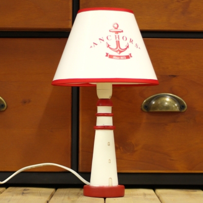 Cone Shade Table Light with Resin Lighthouse Base Mediterranean Girls Room 1 Light Reading Light in White