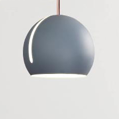 Gray Half Ball Drop Light Minimalist Rotatable Metal LED Hanging Lamp for Bedroom