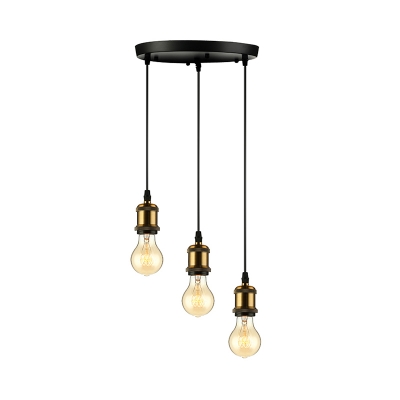 Industrial Style 3 Light Vintage Brass LED Pendant
