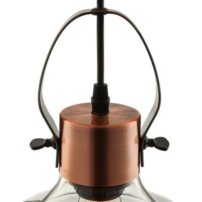 Industrial Style Barn Drop Light Clear Glass Single Head Pendant Lighting in Copper for Kitchen