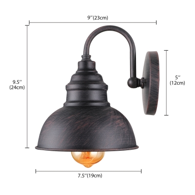 Industrial Wall Sconce Bowl Shade in Autumn Bronze
