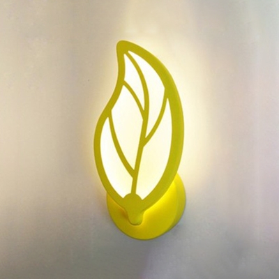 Leaf Design LED Wall Lighting Macaron Green/Pink/Yellow Metal Wall Light for Staircase Bedroom