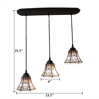 Lodge Style  3 Lights Bell Shade Adjustable Tiffany Pendant