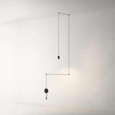 Metal Linear Suspended Lamp Designers Style 1/3/9 Light Lighting Fixture in Black