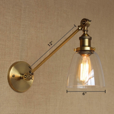 Rotatable Cup Shade Wall Lamp Retro Style Metallic Decorative Wall Light Sconce in Antique Brass
