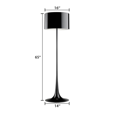Round LED Floor Light Contemporary Concise Accent Floor Lamp in Black for Living Room
