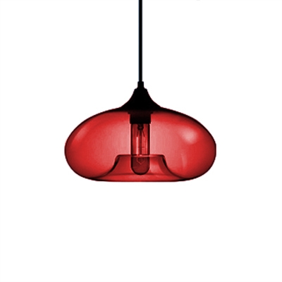 Scarlet Red Jug Hanging Light Modern Design Glass 1 Bulb Pendant Light for Hallway