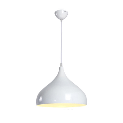 Simplicity Spinning Pendant Lamp Steel 1 Bulb LED Drop Ceiling Lighting in White for Kitchen