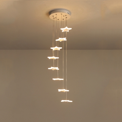 Star Shape Hanging Lamp Modern Metal Multi Light Cluster Pendant Light for Children Room