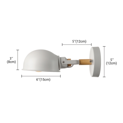 White Dome Wall Mount Light Modern Concise Metal Single Light Mini Sconce Light for Bedside