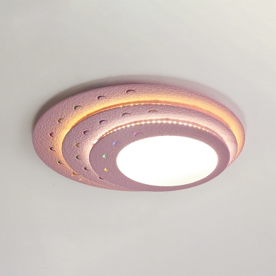 3 Tiers Oval Shape LED Ceiling Light Nordic Style Pink Wooden Lighting Fixture for Girls Bedroom