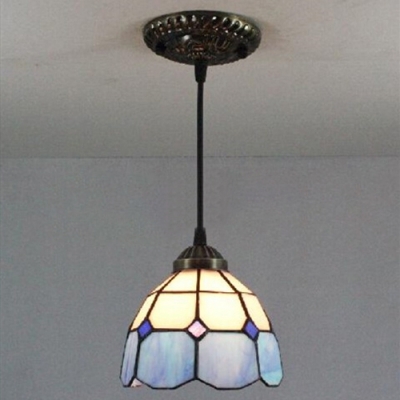 5.5 Inch Width Tiffany Style Polygon Shape Shade Mini Pendant Light