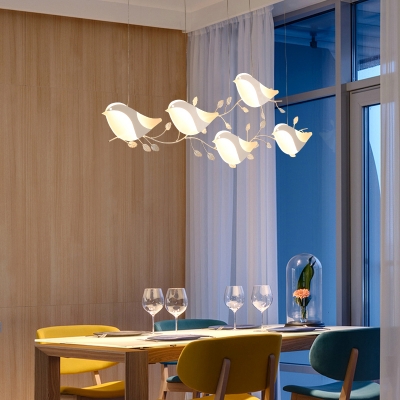 Acrylic Bird Shape Drop Light Contemporary Multi Light Pendant Lamp for Children Room