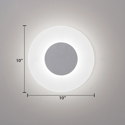 Acrylic Disc Shape Wall Lamp Simplicity 1 Head Wall Mount Light in White for Bedroom